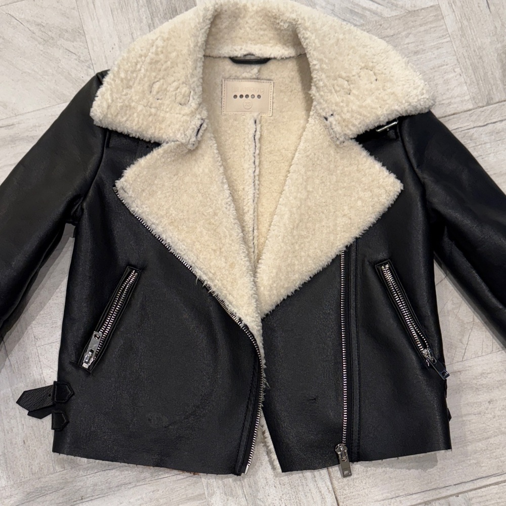 Blank NYC Black and Cream Leather Jacket